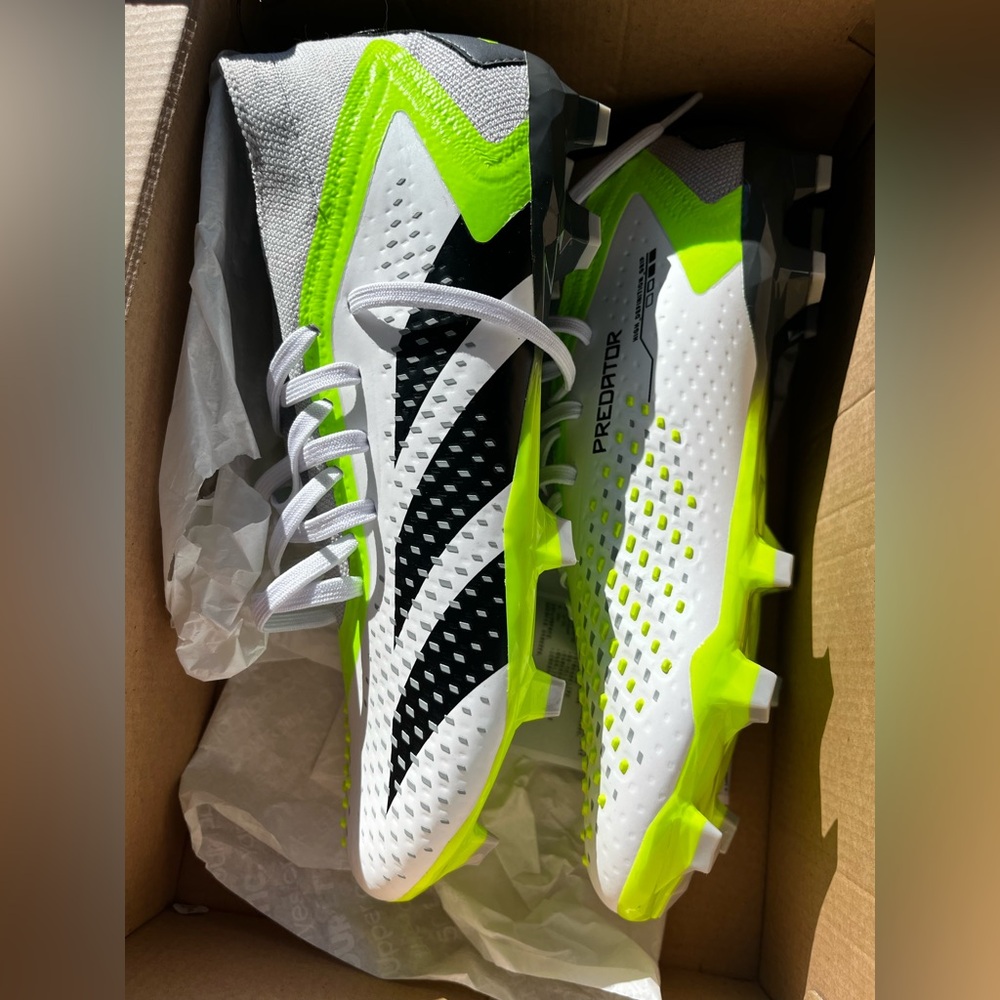 Adidas Predator Accuracy 2 FG Soccer Cleats in White, Black & Neon Green